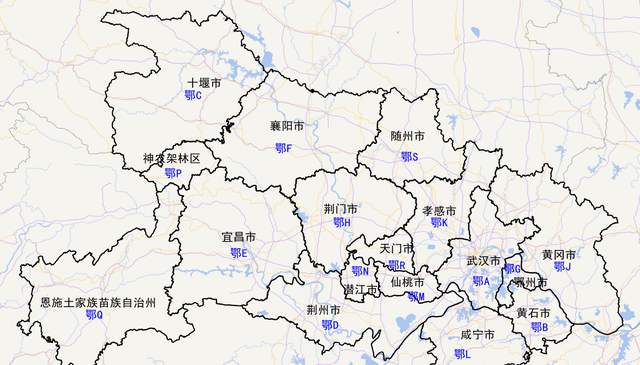 湖北省车牌号首字母分布地图图2