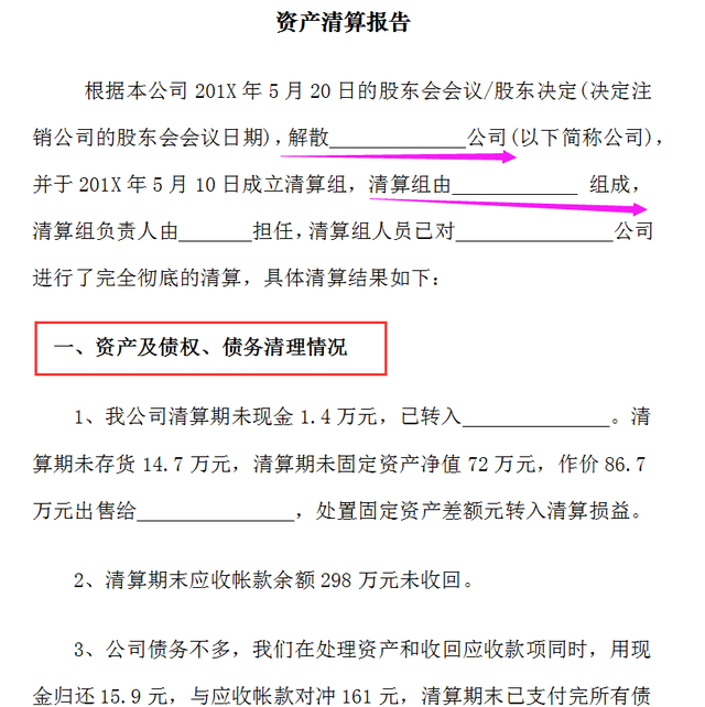 清算报告分资产清算和税务清算,清算资产有关报告都需要提供什么图7