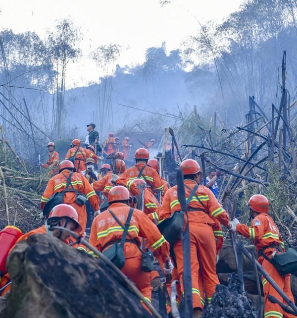 重庆多地突发山火 武警官兵紧急驰援图3