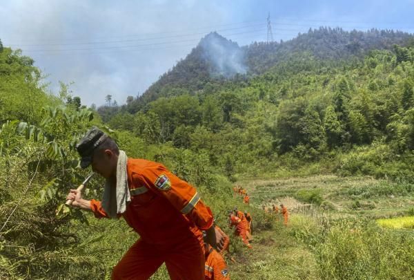 重庆多地突发山火 武警官兵紧急驰援图5