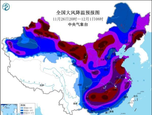 寒潮预警升级黄色24小时10-12度图1