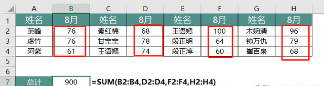 excel中怎样隔行或隔列求和图5