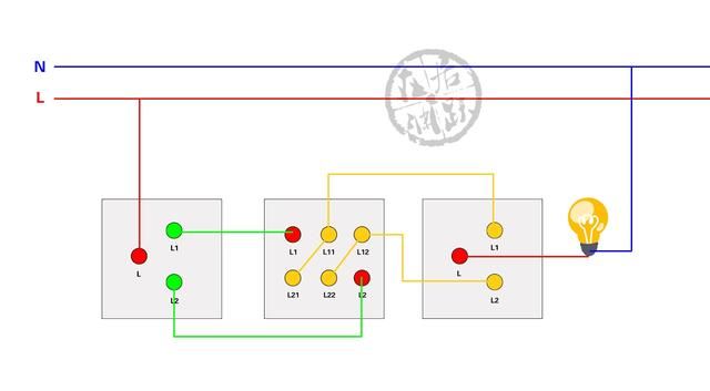 双控灯接线方法有3种,单火三开双控免布线图10