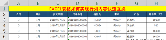 1秒轻松搞定excel表格行列内容互换图1