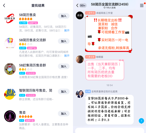 简历倒卖:单份最低仅1元图1