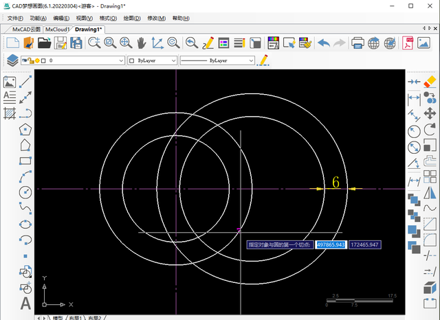 autocad相切相切半径画圆怎么画图7