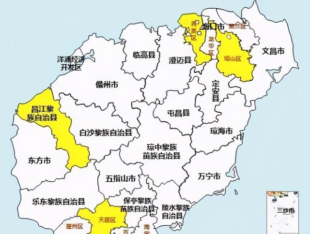 海南4个地级市、15个省直辖县级行政单位图1