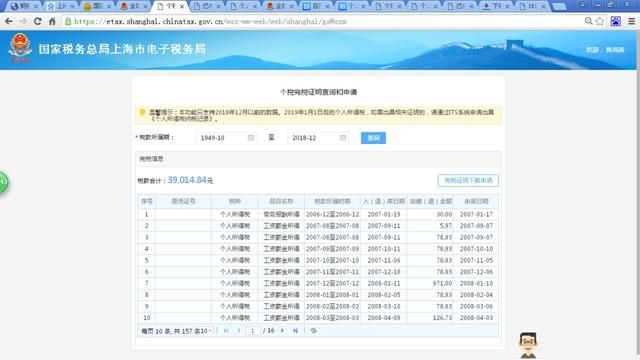 个人所得税缴纳凭证打印网上查询图12