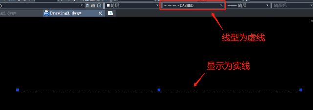 cad设置了虚线,画出的却是实线,为什么图2