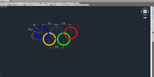 CAD绘制奥运五环,cad制作奥运五环图1