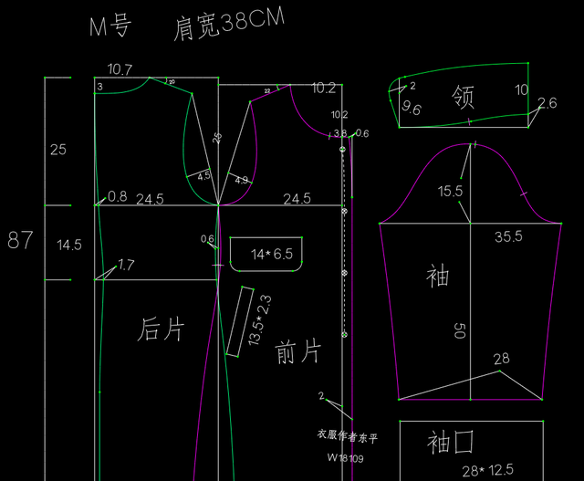 皮毛一体羊羔绒短款外套裁剪教程图3