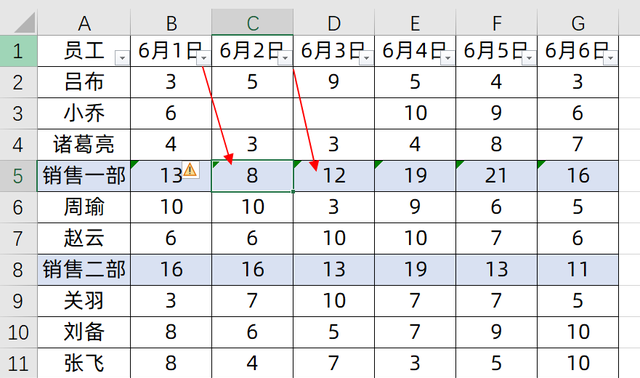 excel表格对一列数据分段求和图8