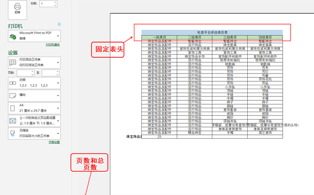 excel表格打印如何固定表头标题行图5