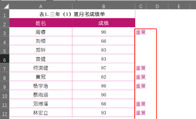 如何筛选excel两个表格中重复数据图5