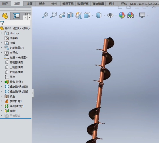 solidworks如何画绞龙钣金图1