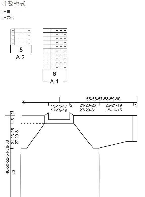 从上往下插肩袖毛衣编织图4