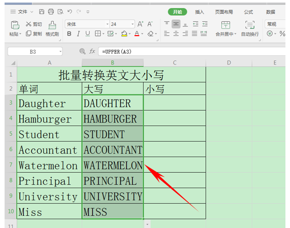 wps表格批量英文大小写转换,wps表格将英文小写转换成大写图4