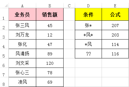 excel函数sumifs通配符图2