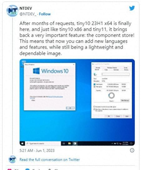 老电脑也能流畅运行！Win10极限精简版Tiny10 x64 23H1更新，支持64位系统图1