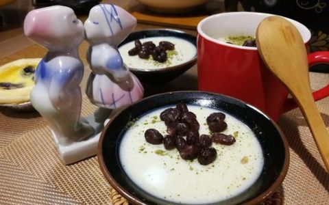 抹茶蜜豆布丁制作