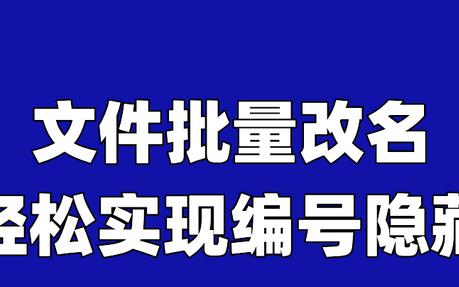 文件批量改名,轻松实现编号隐藏怎么办