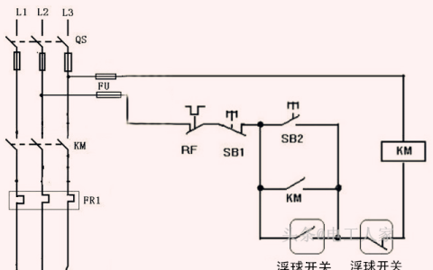 水池水泵自动抽水控制电路(家用小水泵自动上水控制电路图)